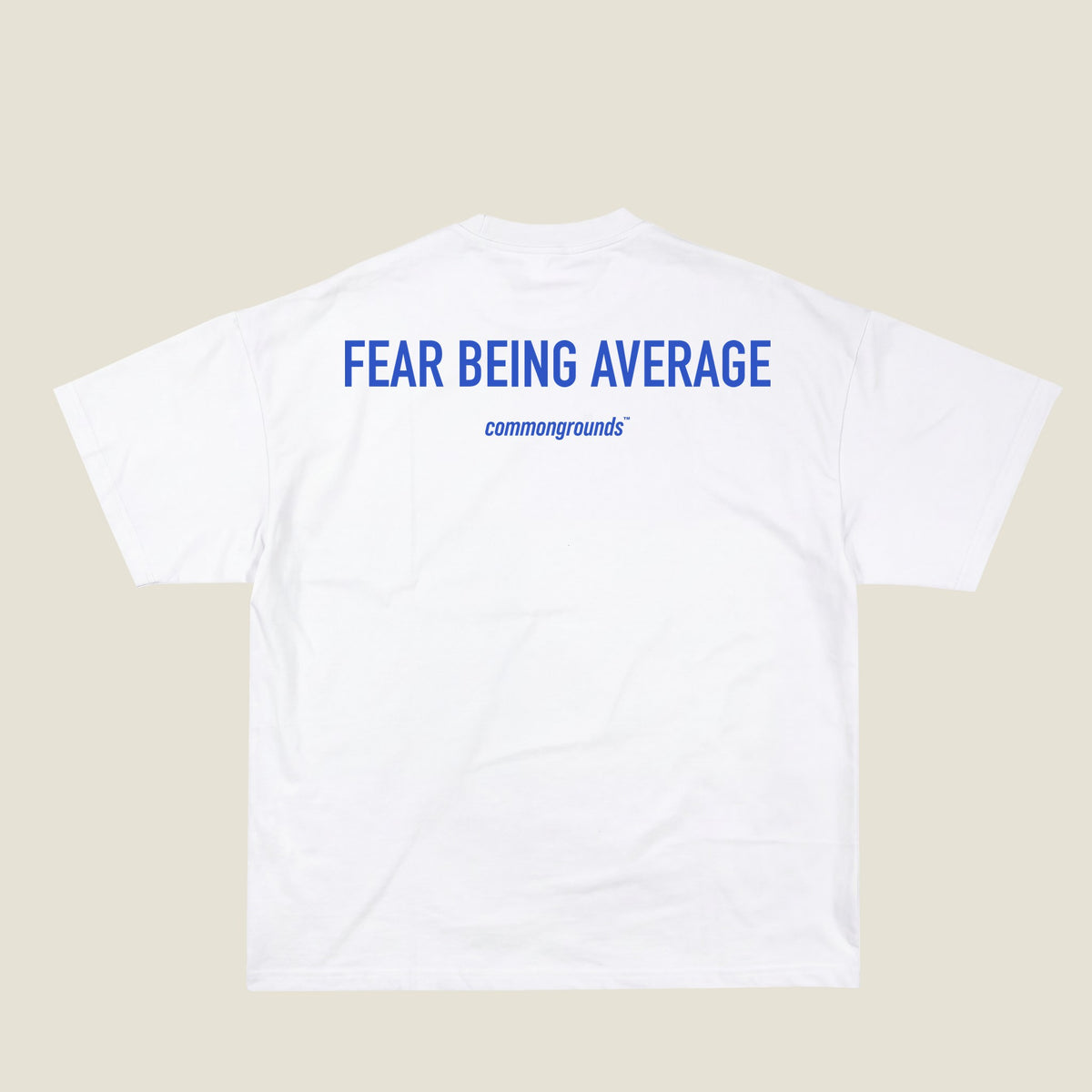 FEAR BEING AVERAGE Tee in white, back print