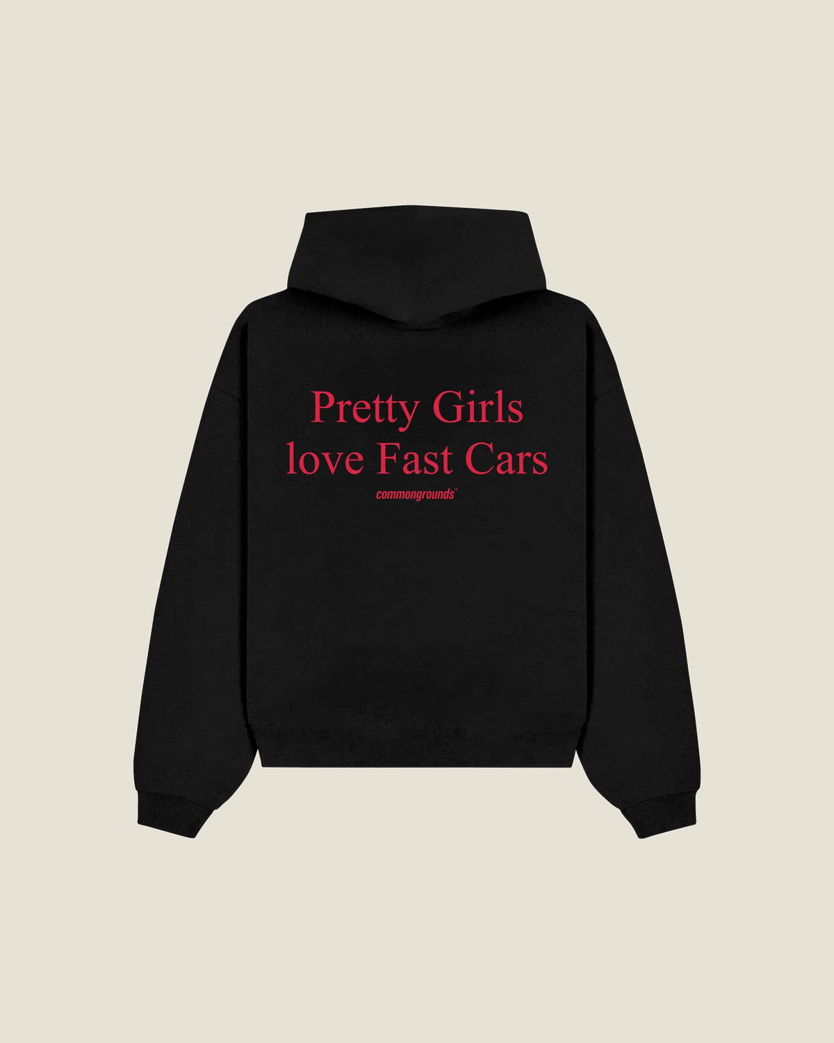 Pretty Girls Love Fast Cars Hoodie in black, back print