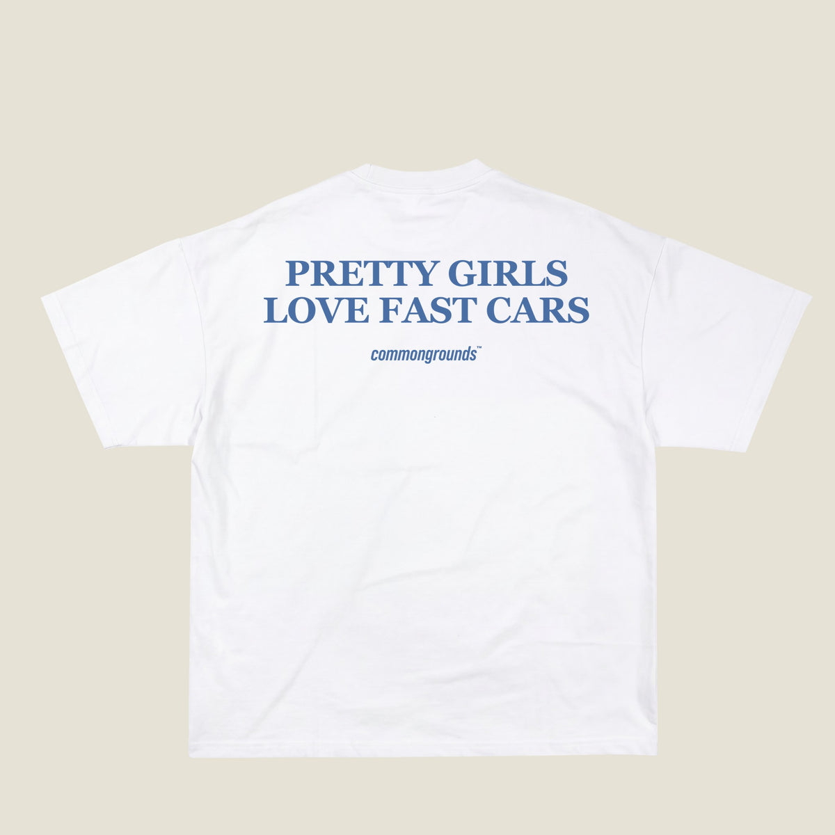 PRETTY GIRLS LOVE FAST CARS Tee in white, back print