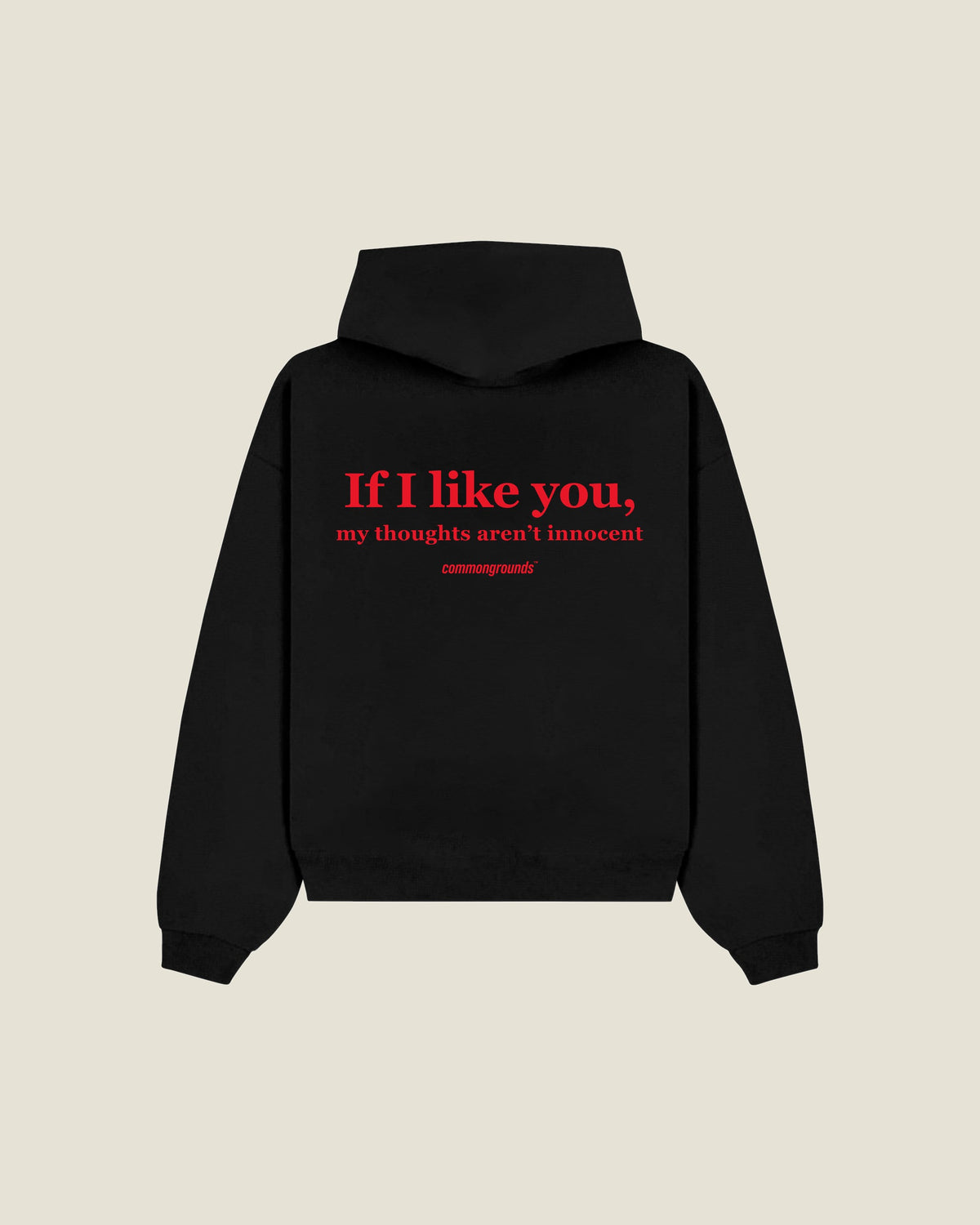 If I Like You, My Thoughts Aren't Innocent Hoodie in black, back print
