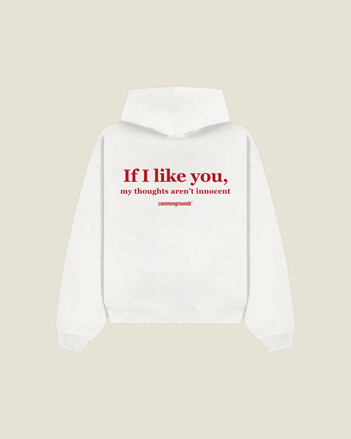 If I Like You, My Thoughts Aren't Innocent Hoodie in white, back print