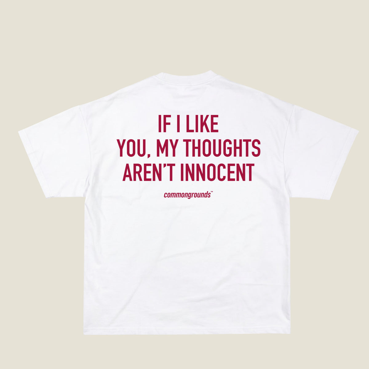 IF I LIKE YOU, MY THOUGHTS AREN'T INNOCENT Tee in white, back print