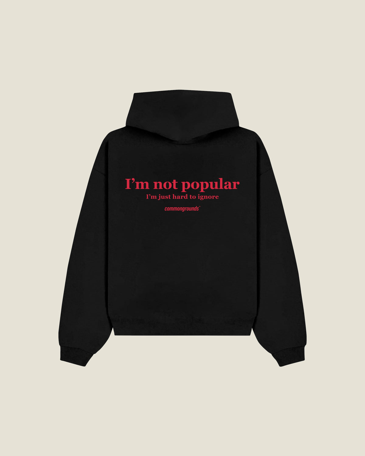 I'm Not Popular I'm Just Hard To Ignore Hoodie in black, back print