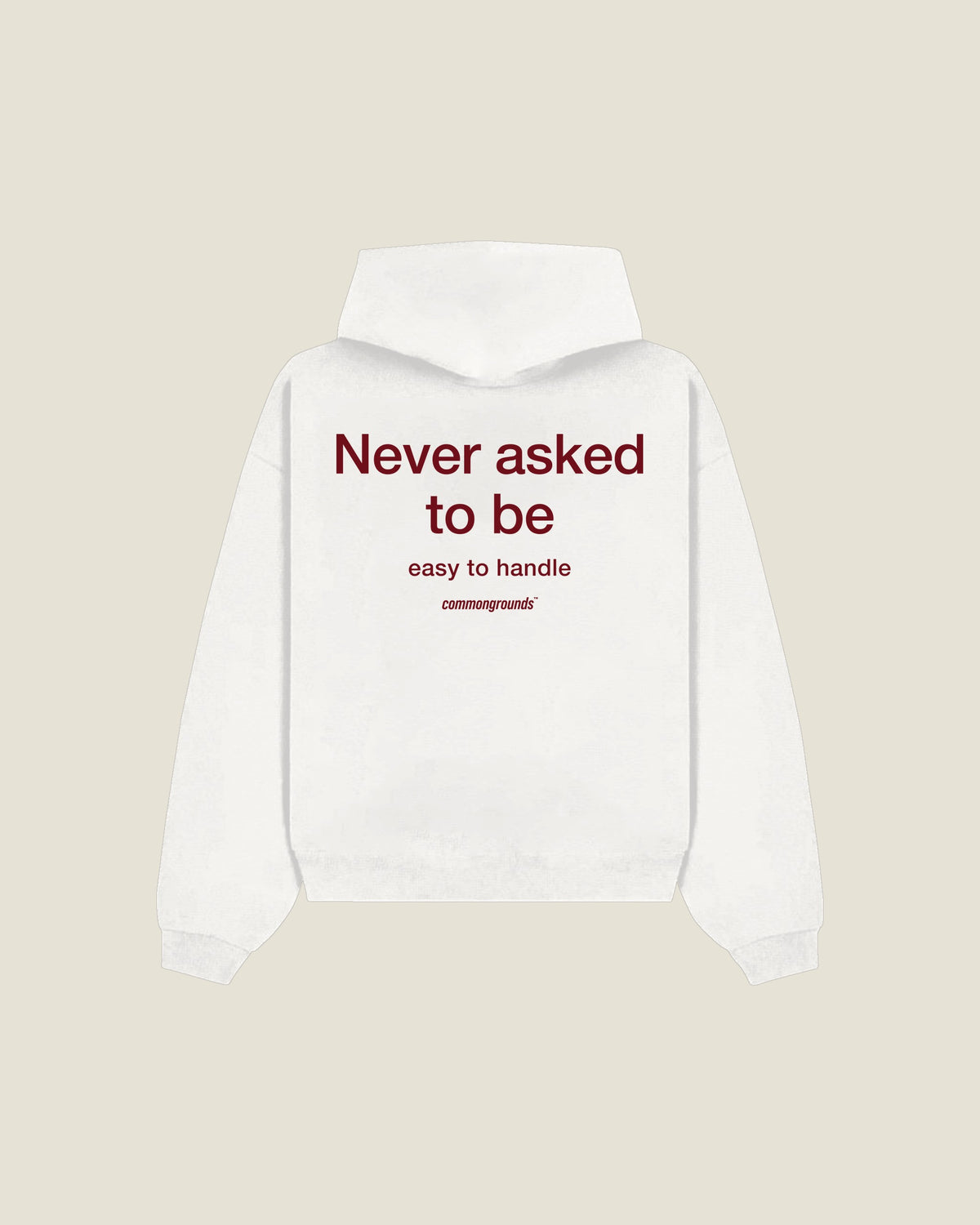 Never Asked To Be Easy To Handle Hoodie in white, back print