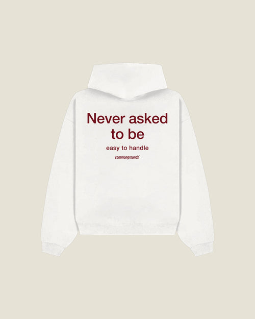 Never Asked To Be Easy To Handle Hoodie in white, back print