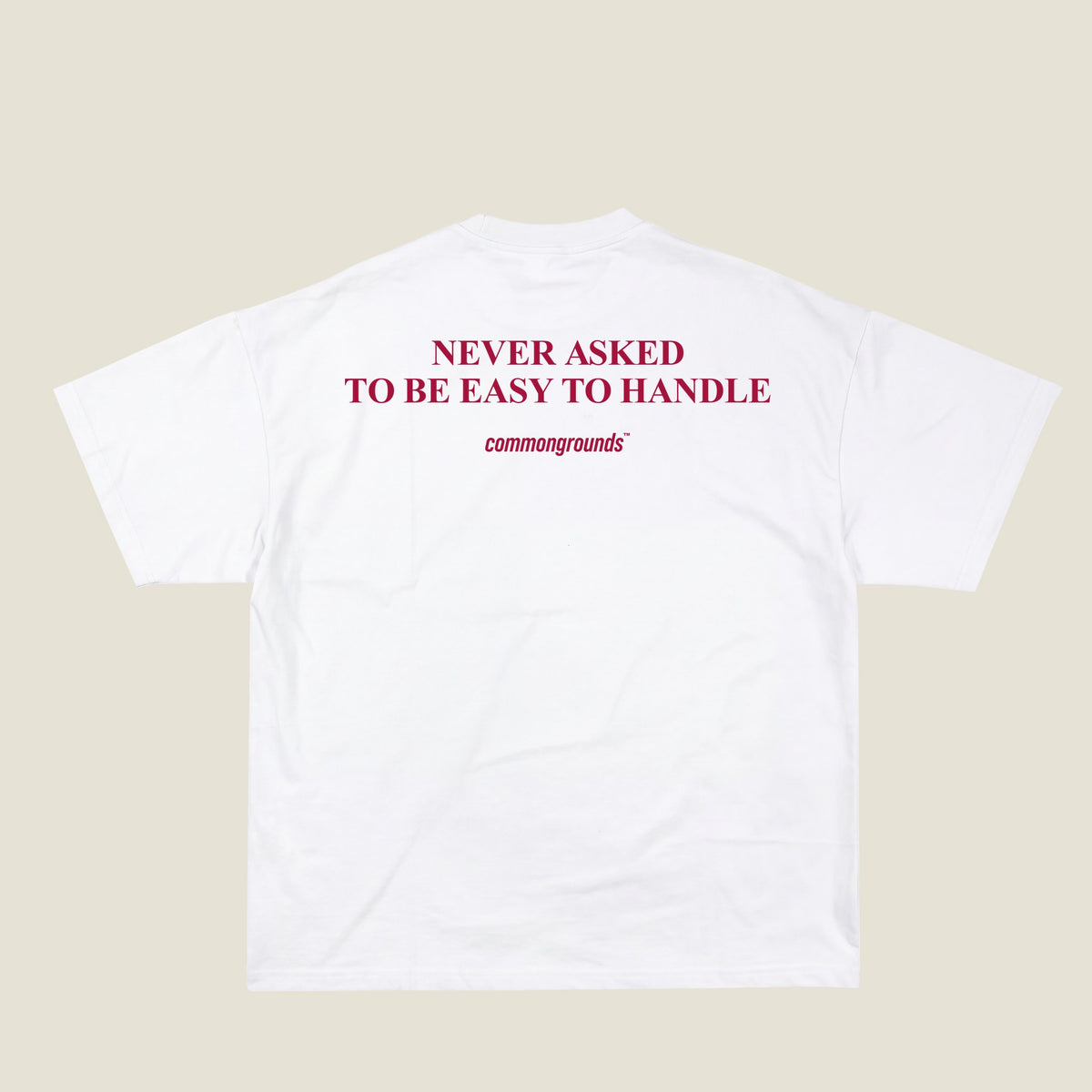 NEVER ASKED TO BE EASY TO HANDLE Tee in white, back print