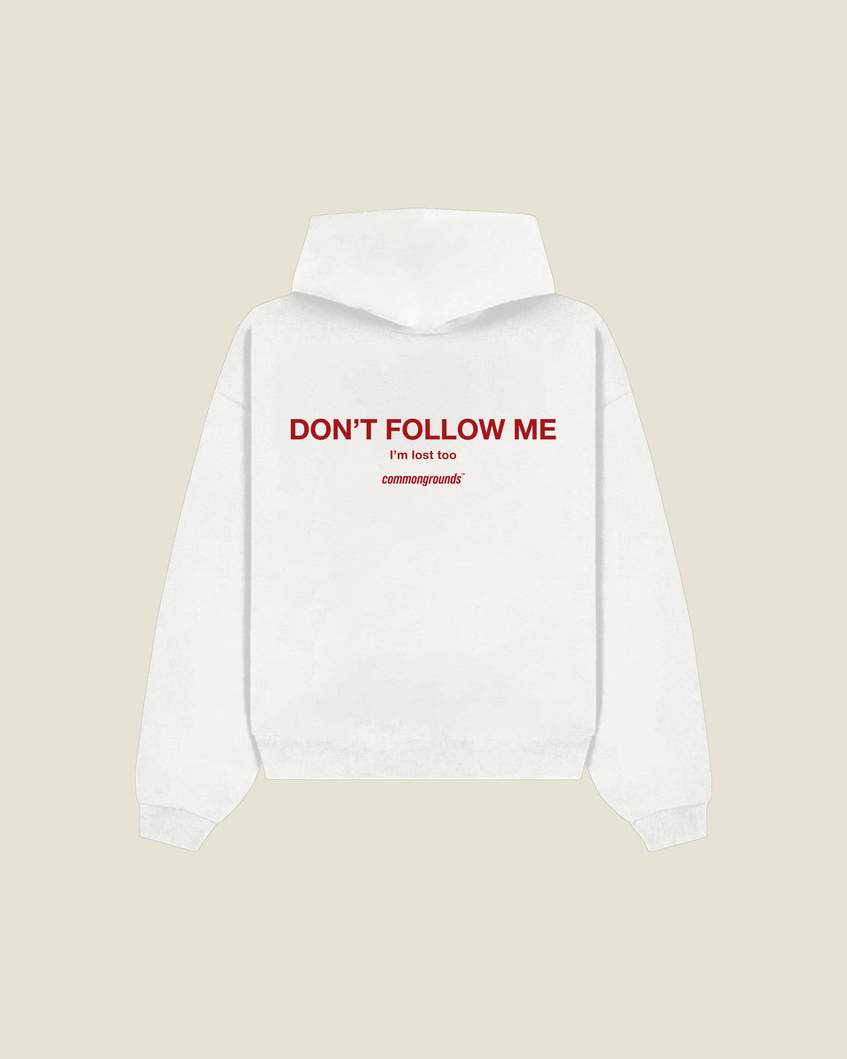 Don't Follow Me I'm Lost Too Hoodie in white, back print
