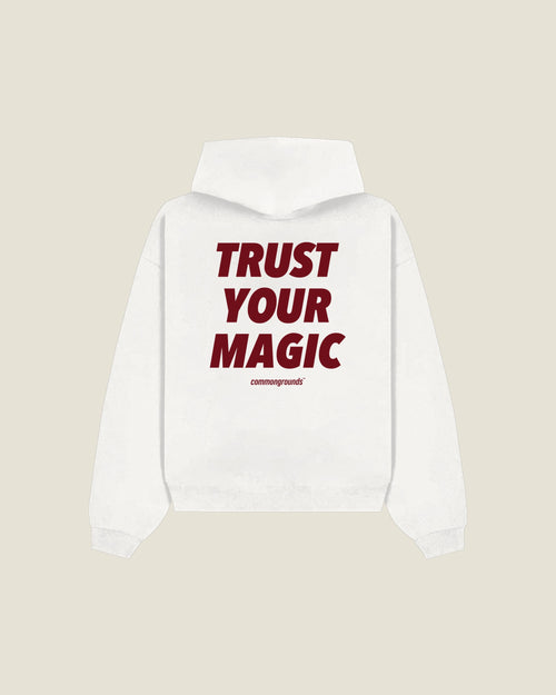Trust Your Magic Hoodie in white, back print