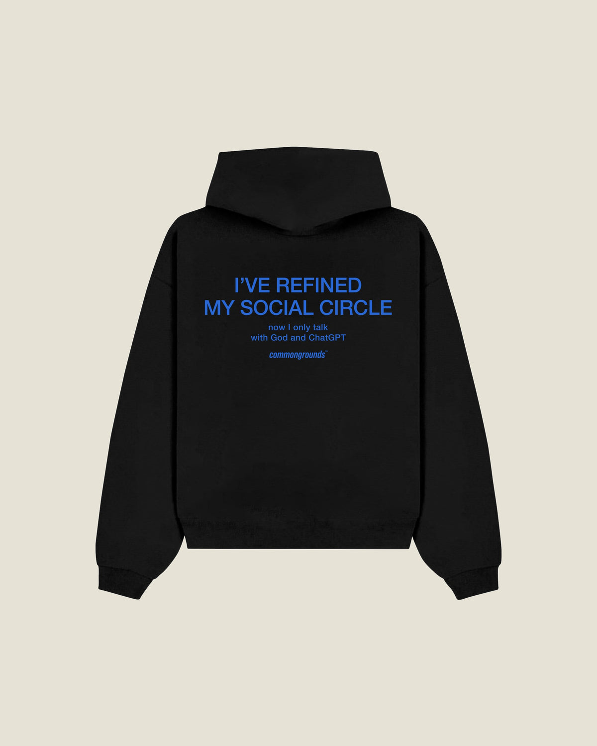 I've Refined My Social Circle Now I Only Talk With God And Chatgpt Hoodie in black, back print