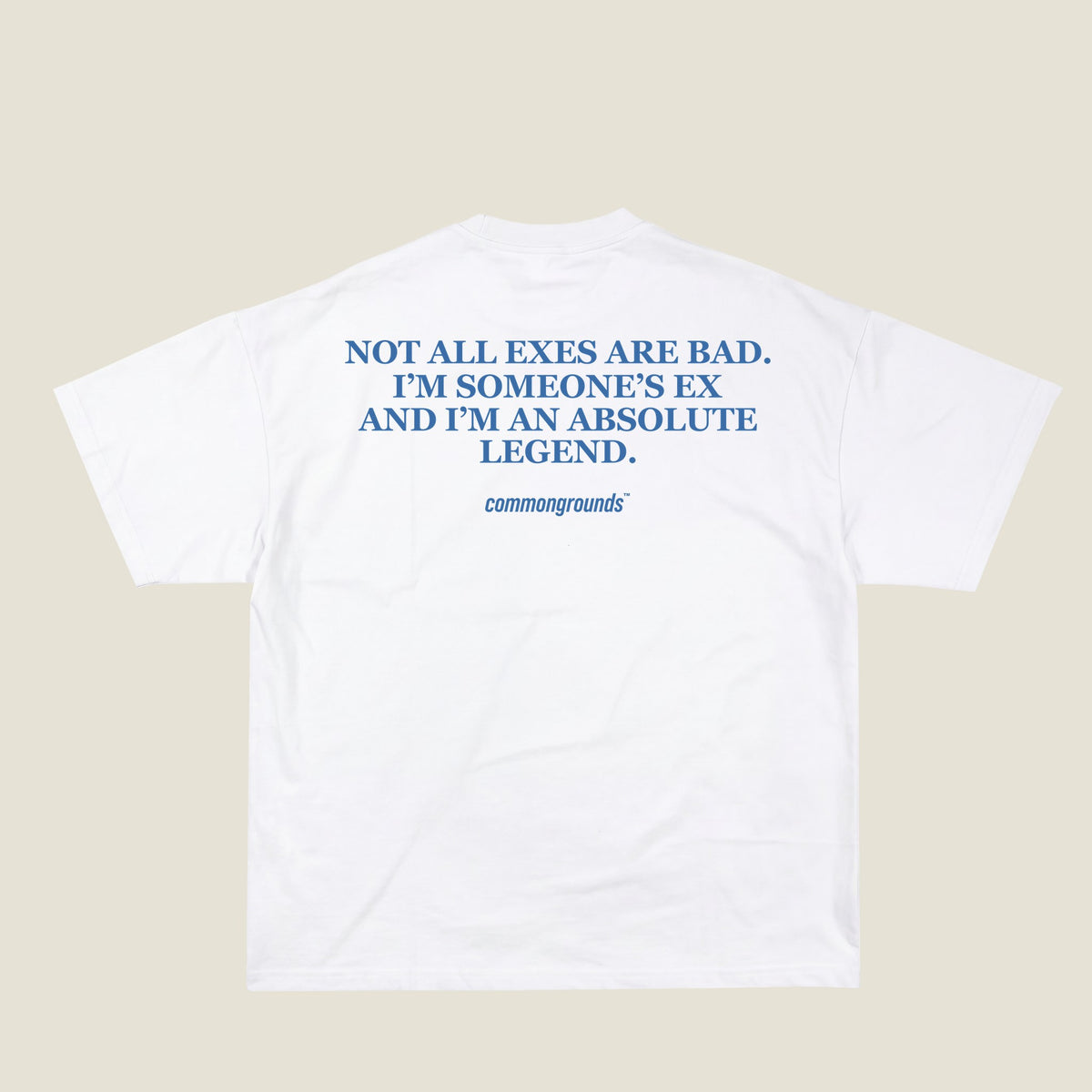 NOT ALL EXES ARE BAD. I'M SOMEONE'S EX AND I'M AN ABSOLUTE LEGEND Tee in white, back print
