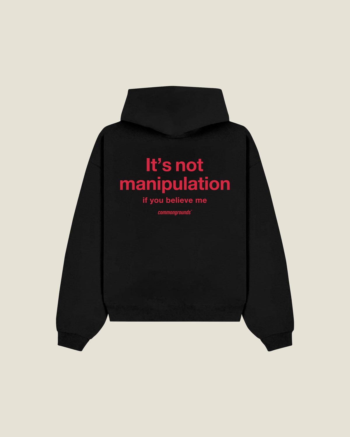 It's Not Manipulation If You Believe Me Hoodie in black, back print
