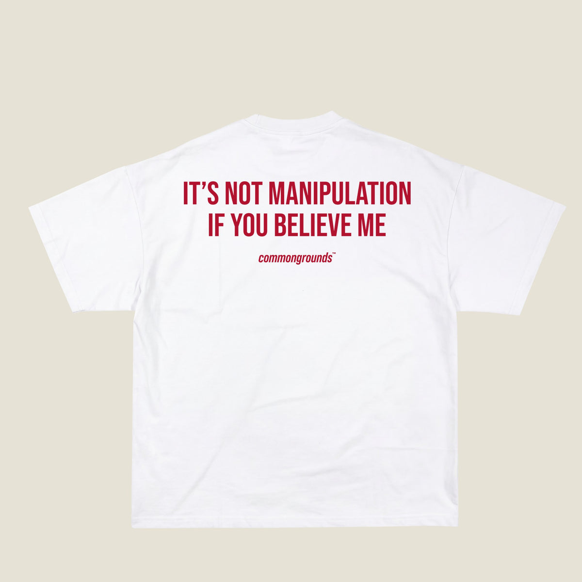 IT'S NOT MANIPULATION IF YOU BELIEVE ME Tee in white, back print