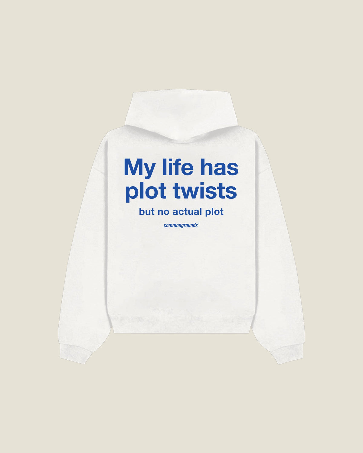 My Life Has Plot Twists But No Actual Plot Hoodie in white, back print