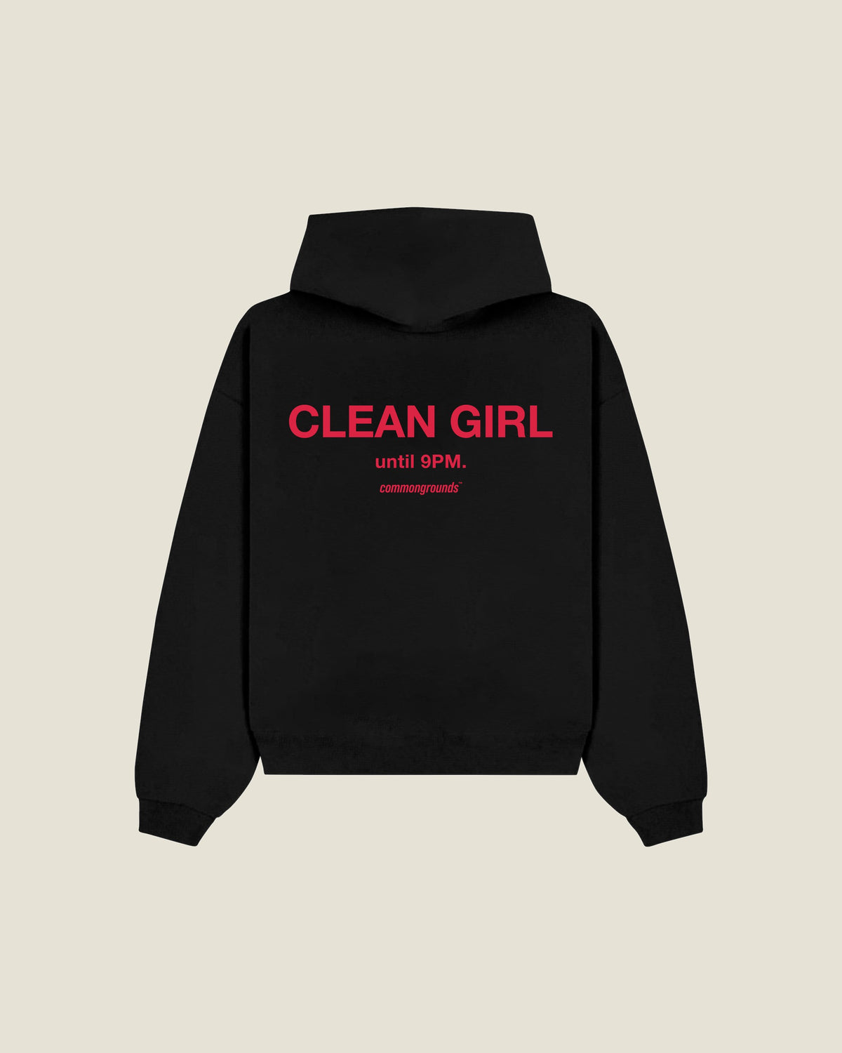 Clean Girl Until 9pm Hoodie in black, back print