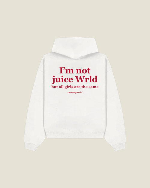 I'm Not Juice Wrld But All Girls Are The Same Hoodie in white, back print