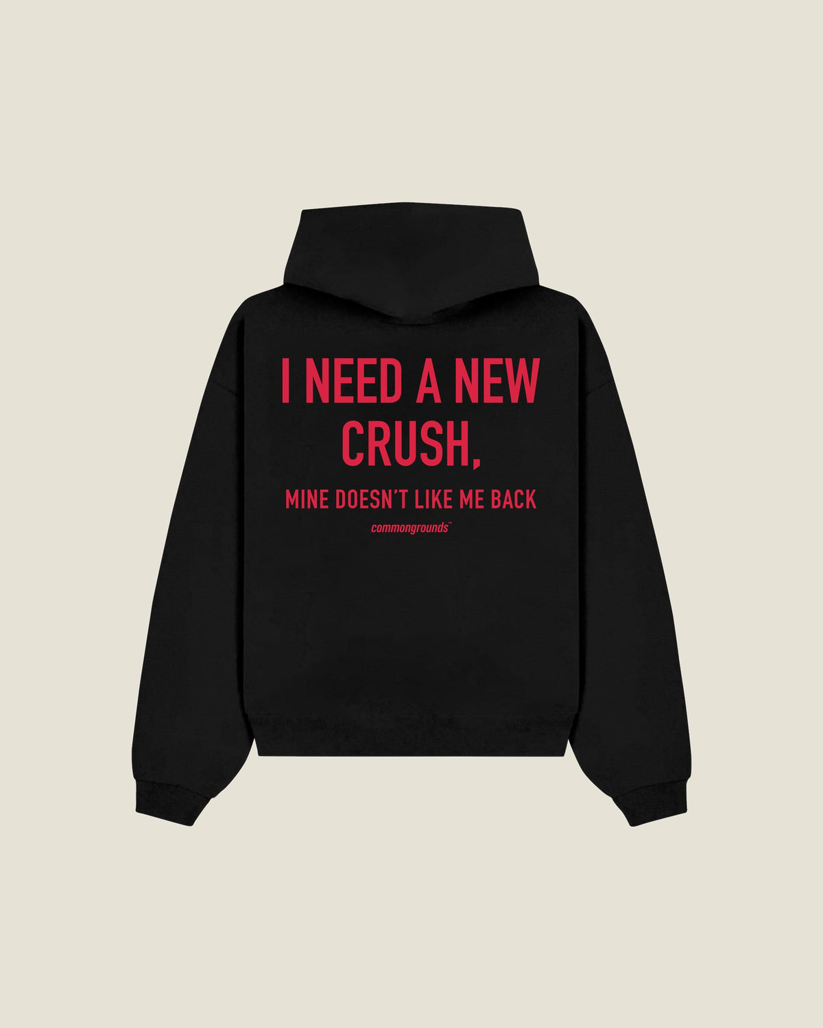 I Need A New Crush, Mine Doesn't Like Me Back Hoodie in black, back print