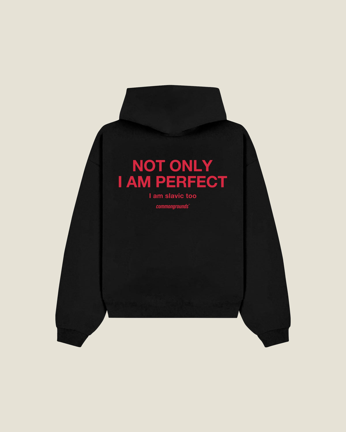 Not Only I Am Perfect I Am Slavic Too Hoodie in black, back print