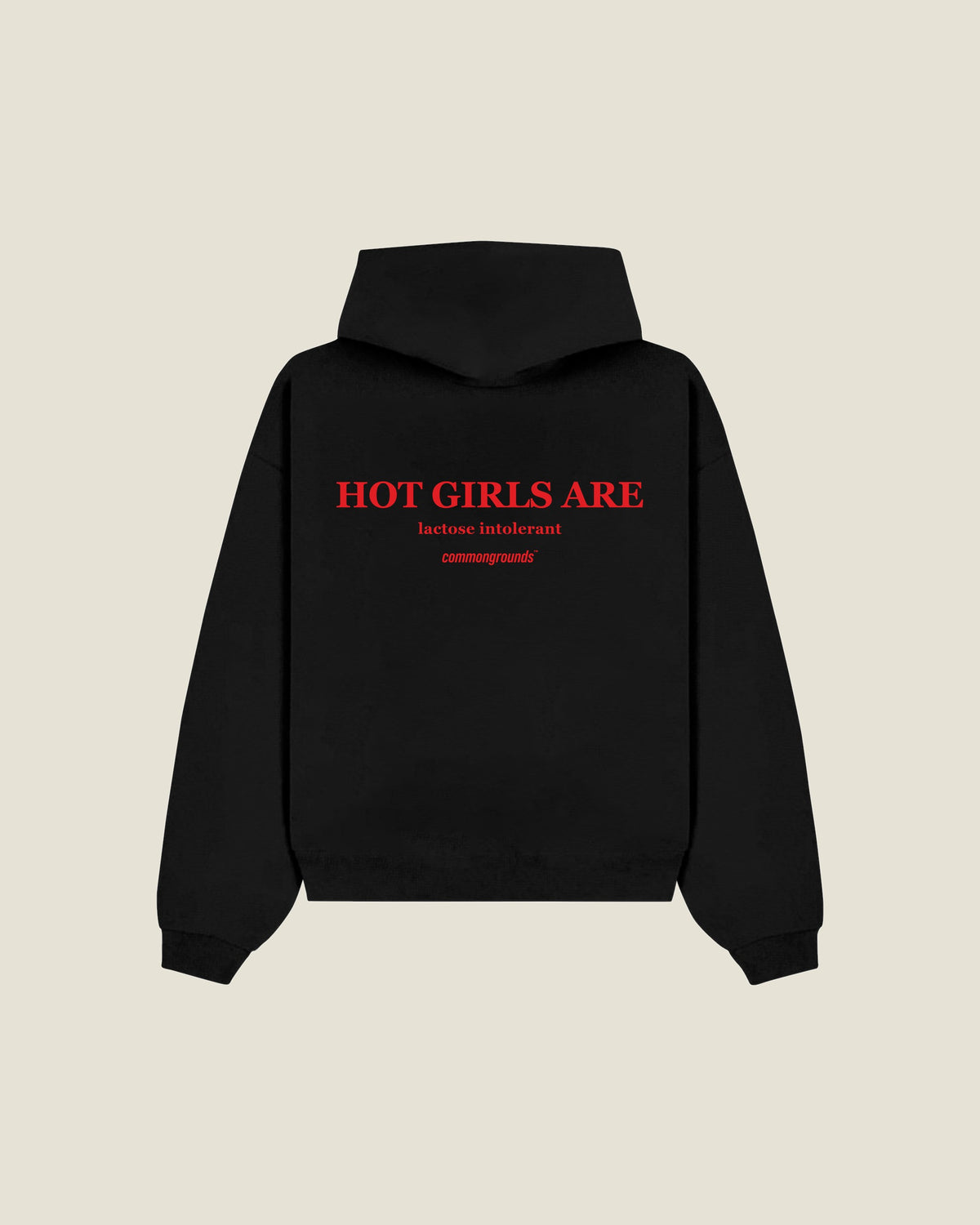 Hot Girls Are Lactose Intolerant Hoodie in black, back print