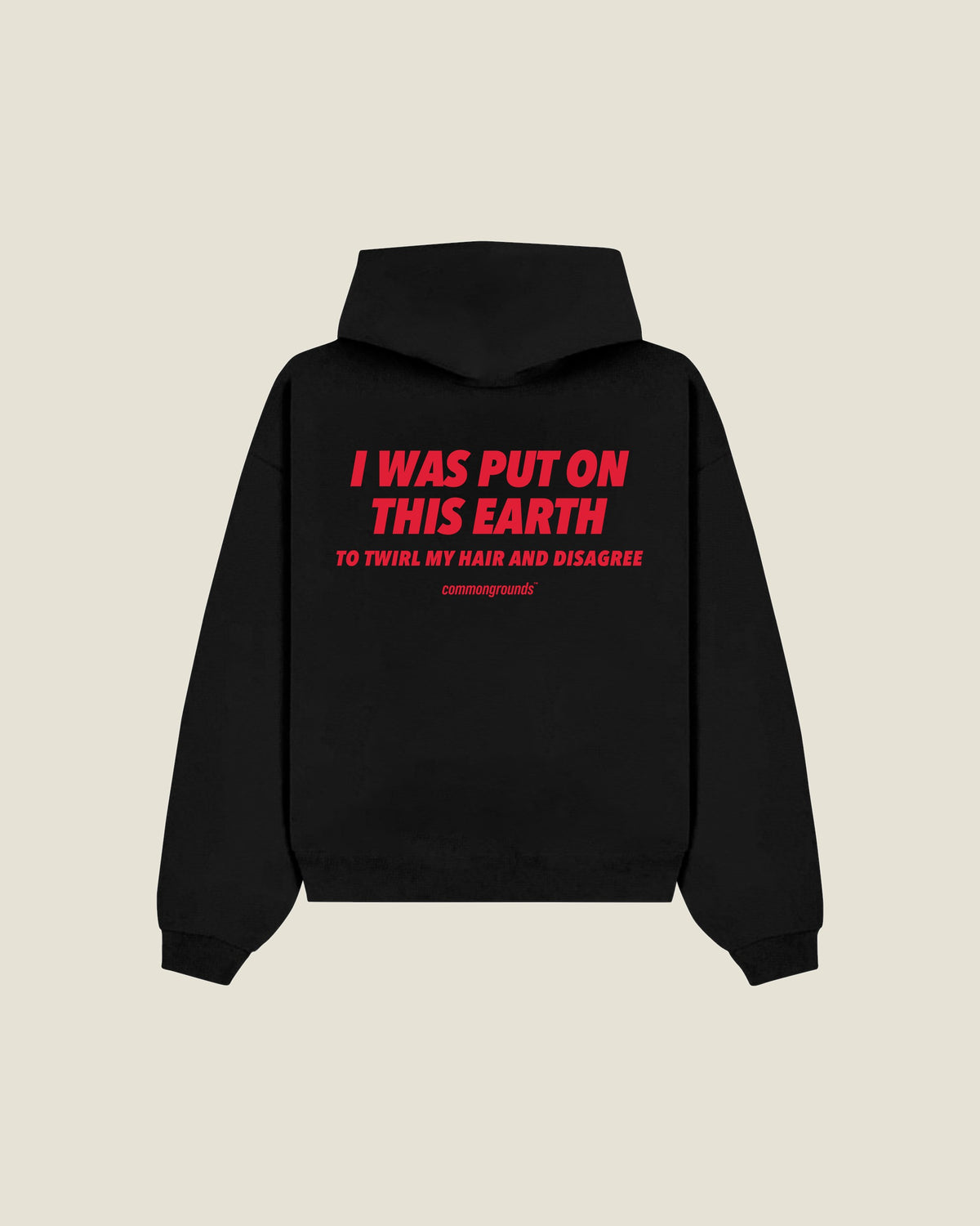 I Was Put On This Earth To Twirl My Hair And Disagree Hoodie in black, back print