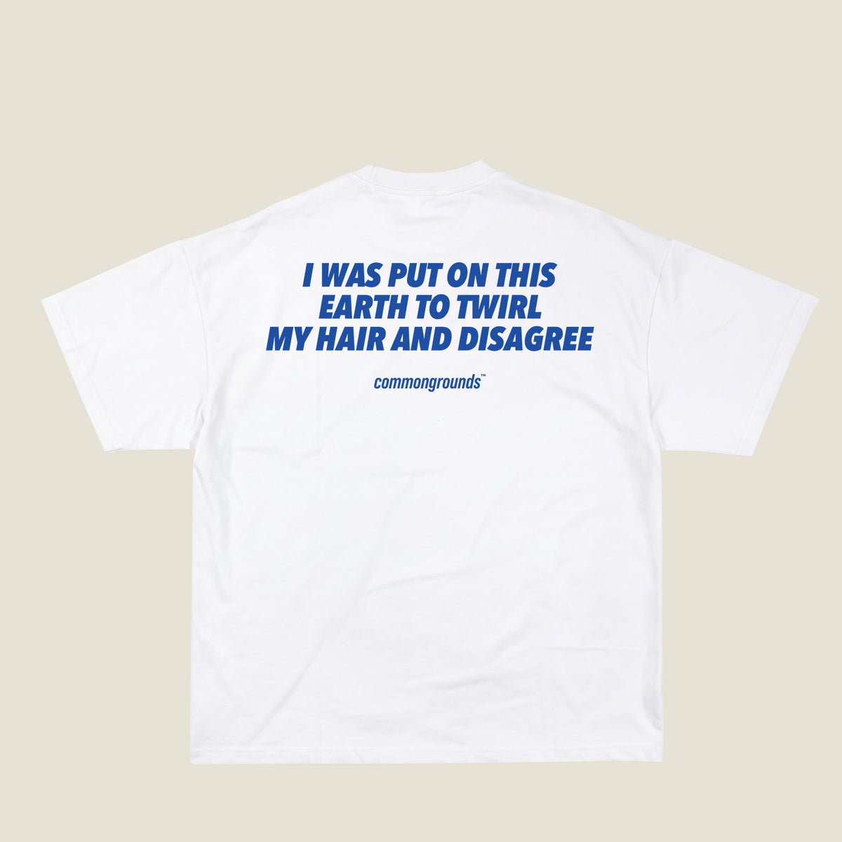 I WAS PUT ON THIS EARTH TO TWIRL MY HAIR AND DISAGREE Tee in white, back print