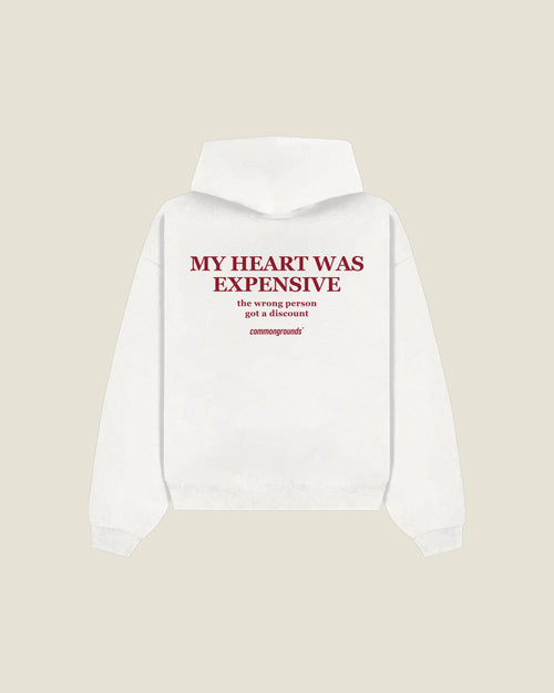 My Heart Was Expensive The Wrong Person Got A Discount Hoodie in white, back print