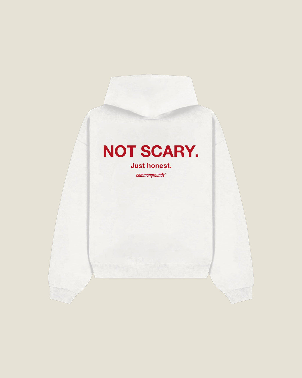 Not Scary. Just Honest Hoodie in white, back print