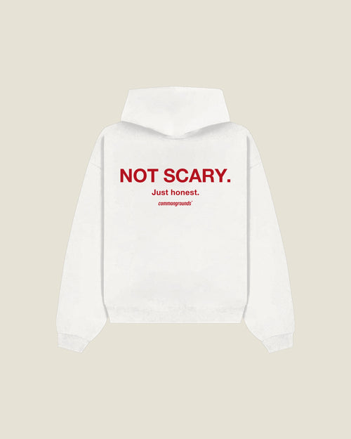 Not Scary. Just Honest Hoodie in white, back print