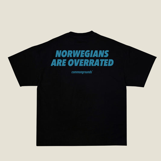 NORWEGIANS ARE OVERRATED Tee in black, back print
