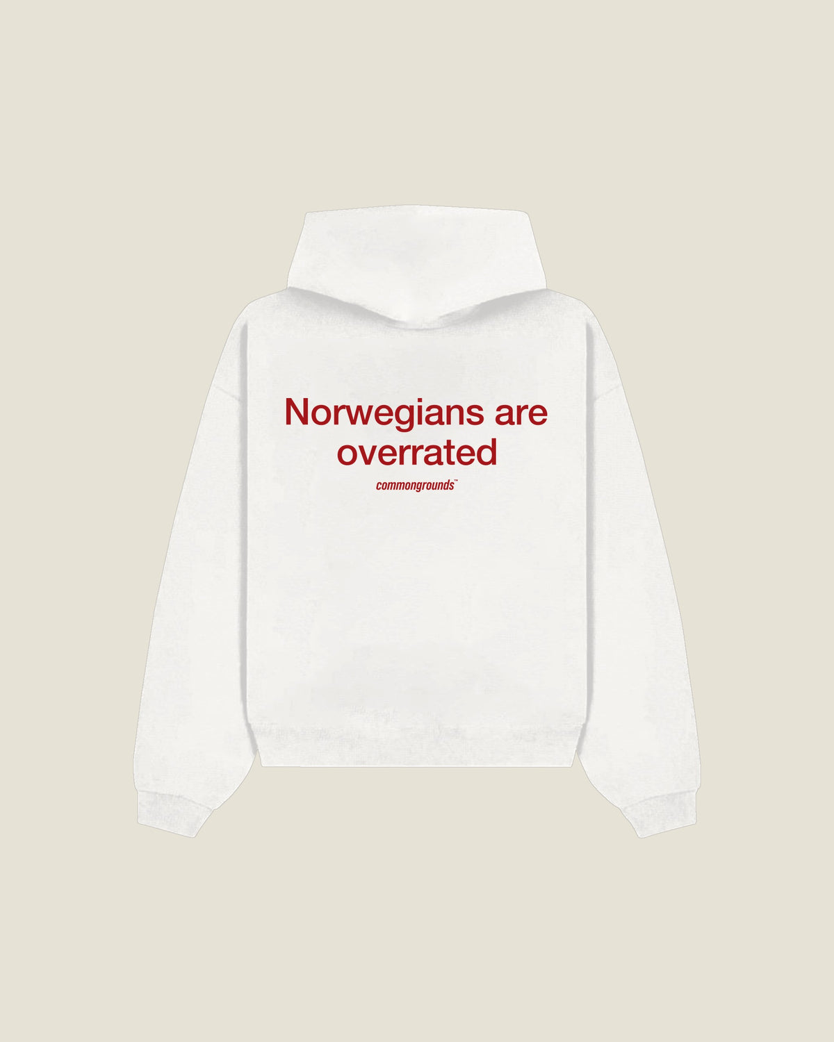 Norwegians Are Overrated Hoodie in white, back print