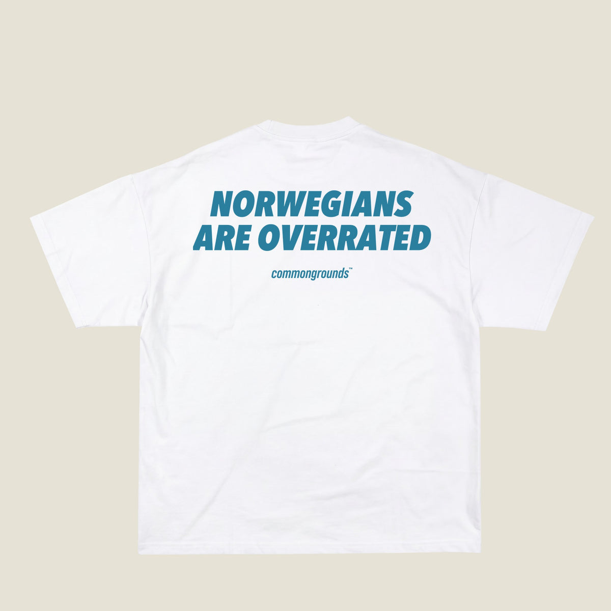 NORWEGIANS ARE OVERRATED Tee in white, back print