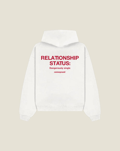Relationship Status: Dangerously Single Hoodie in white, back print