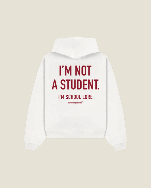 I'm Not A Student. I'm School Lore Hoodie in white, back print