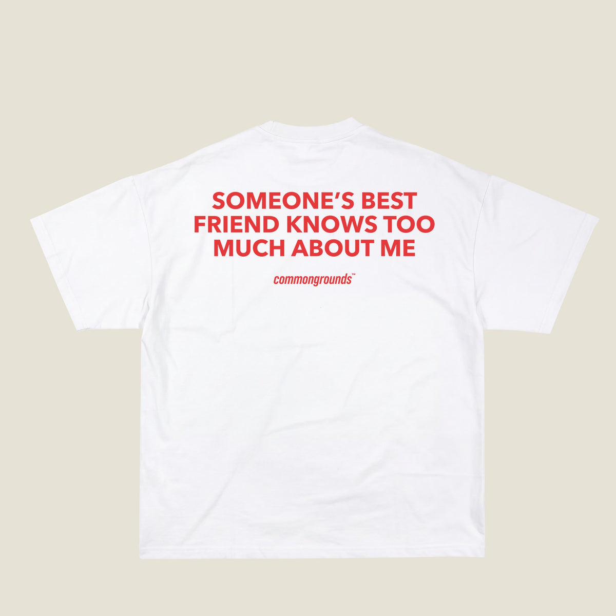 SOMEONE'S BEST FRIEND KNOWS TOO MUCH ABOUT ME Tee in white, back print