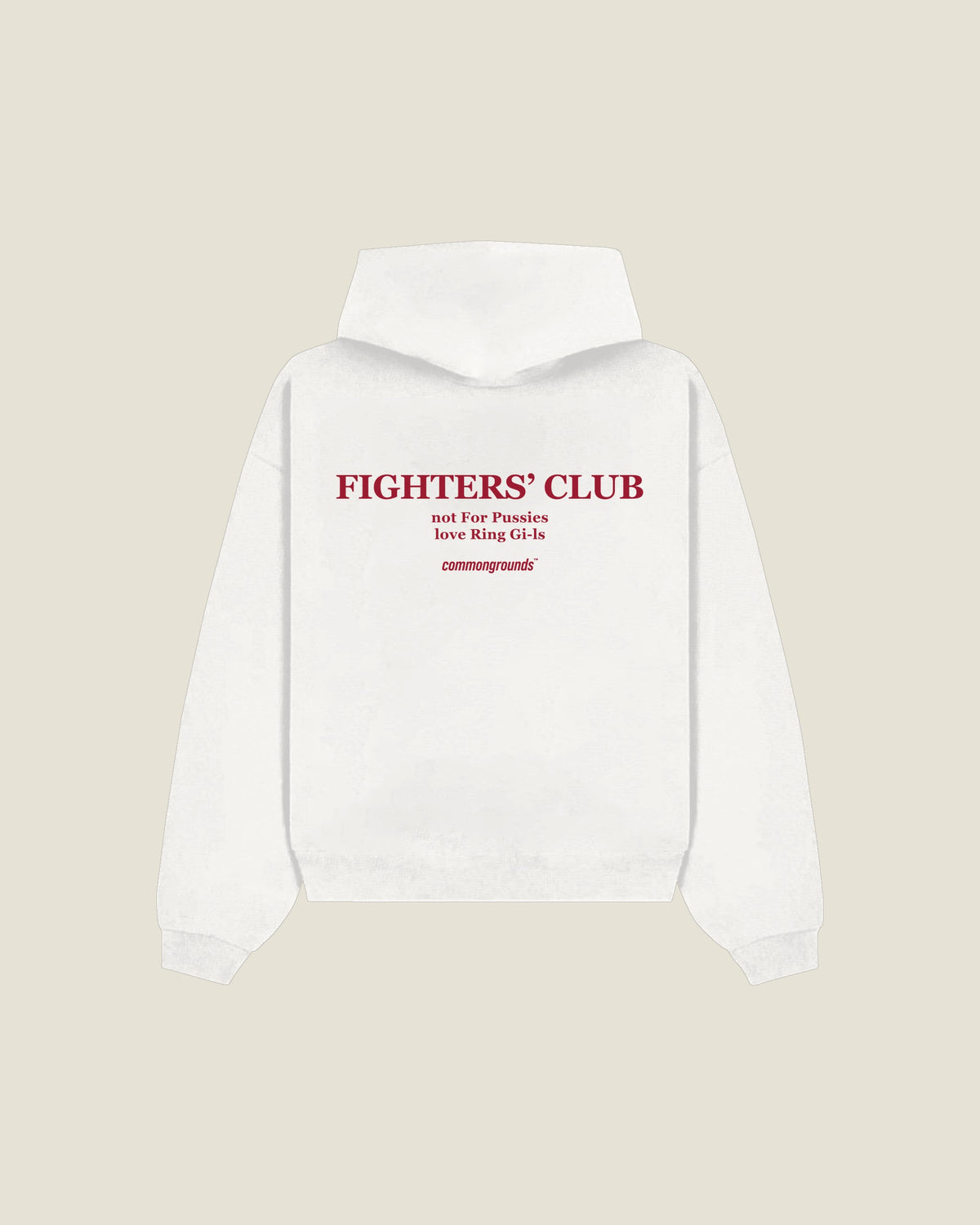 Fighters' Club Not For Pussies Love Ring Gi-ls Hoodie in white, back print