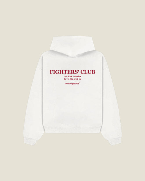 Fighters' Club Not For Pussies Love Ring Gi-ls Hoodie in white, back print