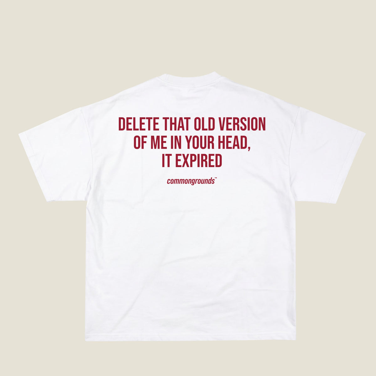 DELETE THAT OLD VERSION OF ME IN YOUR HEAD, IT EXPIRED Tee in white, back print