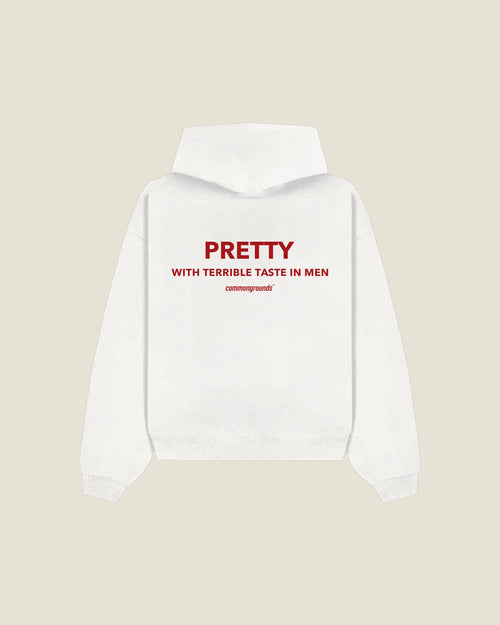Pretty With Terrible Taste In Men Hoodie in white, back print