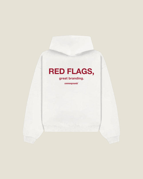 Red Flags, Great Branding Hoodie in white, back print
