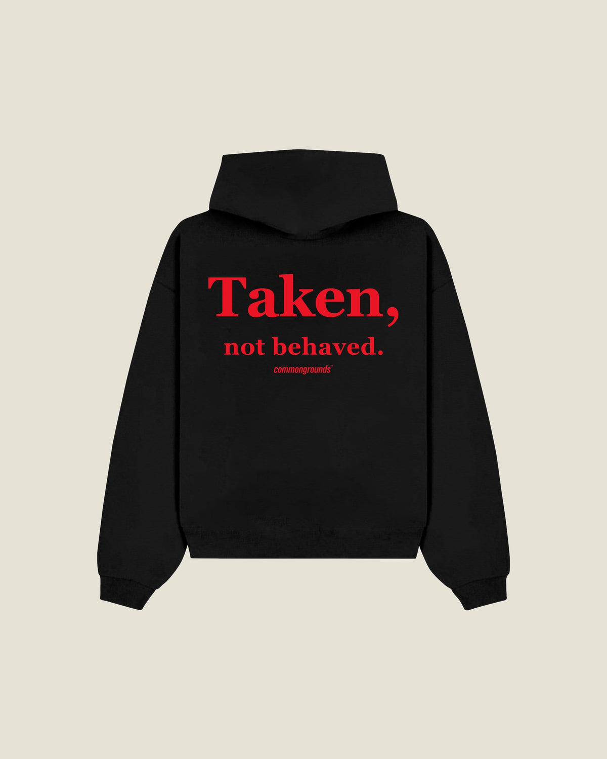 Taken, Not Behaved Hoodie in black, back print