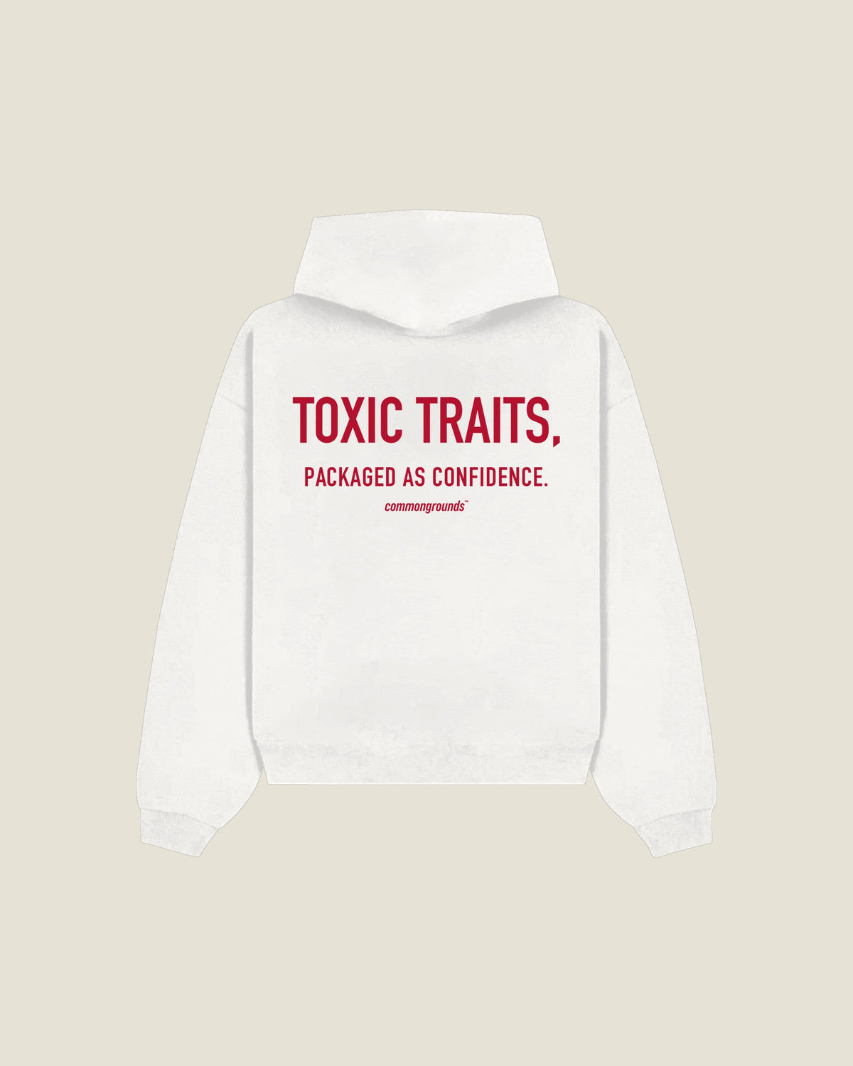 Toxic Traits, Packaged As Confidence Hoodie in white, back print