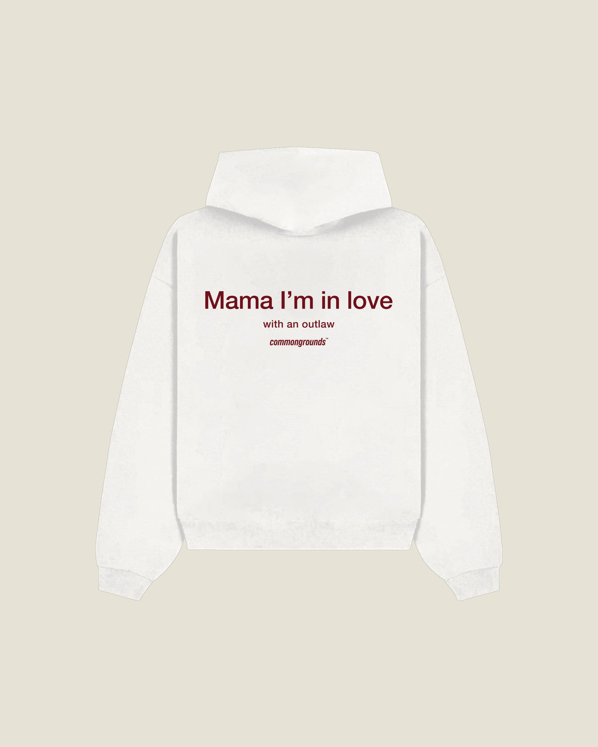 Mama I'm In Love With An Outlaw Hoodie in white, back print